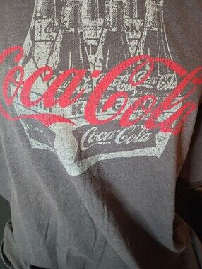 Coca Cola Men’s Vintage Logo T-Shirt in Charcoal with Red Print